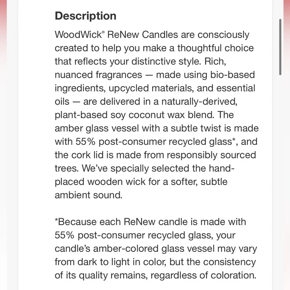 WOODWICK NWT cherry blossom and vanilla renew candle -6oz